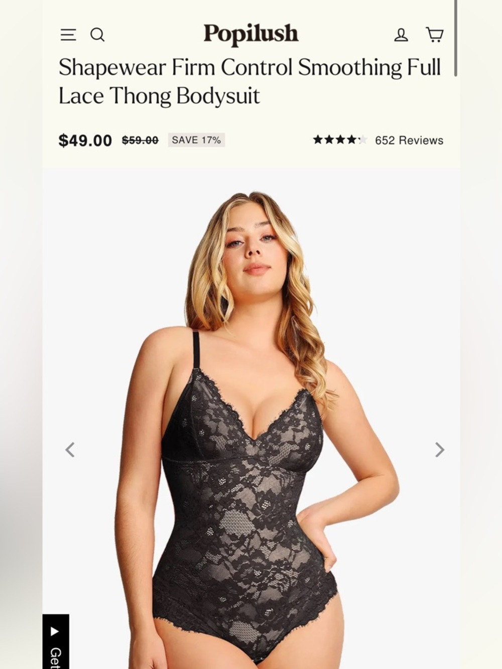 Black Lace Bodysuit Shapewear - Women's Intimates - Picture 4 of 6